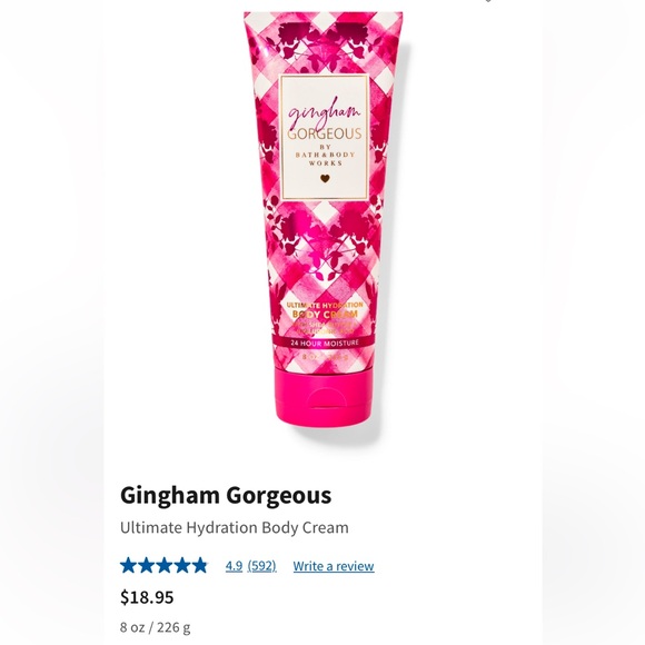 3pc Set💗GINGHAM GORGEOUS💗BBW Fragrance Mist+Body Wash+Body Cream Gift Wrap NWT - Picture 8 of 10
